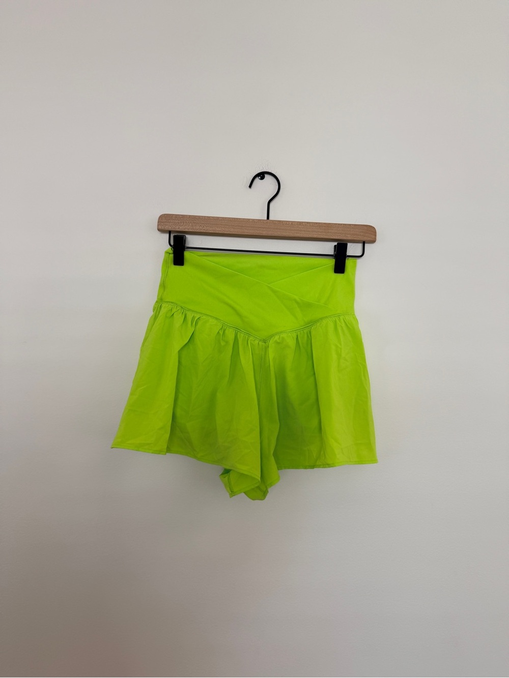 Aerie Women’s Neon Lime High-Waist Flared Shorts